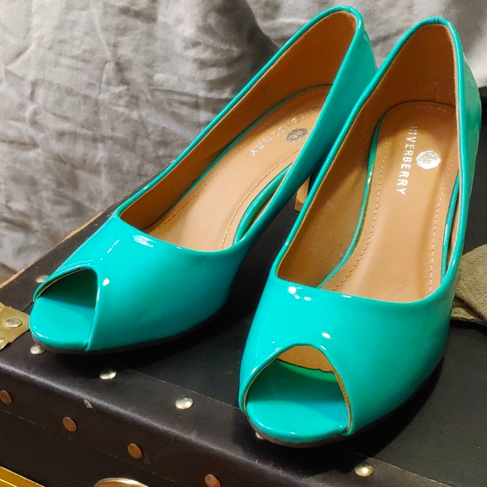Teal Blue Open-Toe Heel